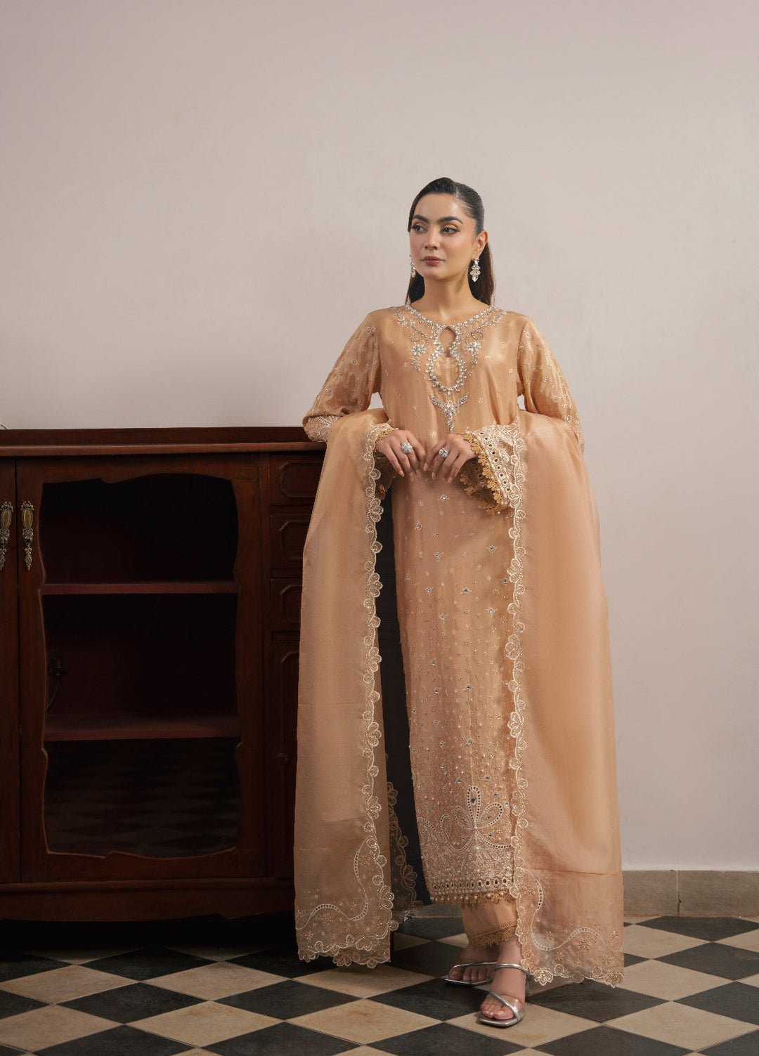 Amelia by Scherezade Women Pret Luxury Ramen Silk 3 Piece Coco - Festive Collection