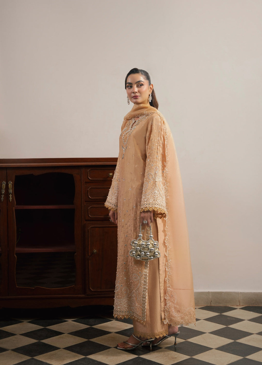 Amelia by Scherezade Women Pret Luxury Ramen Silk 3 Piece Coco - Festive Collection