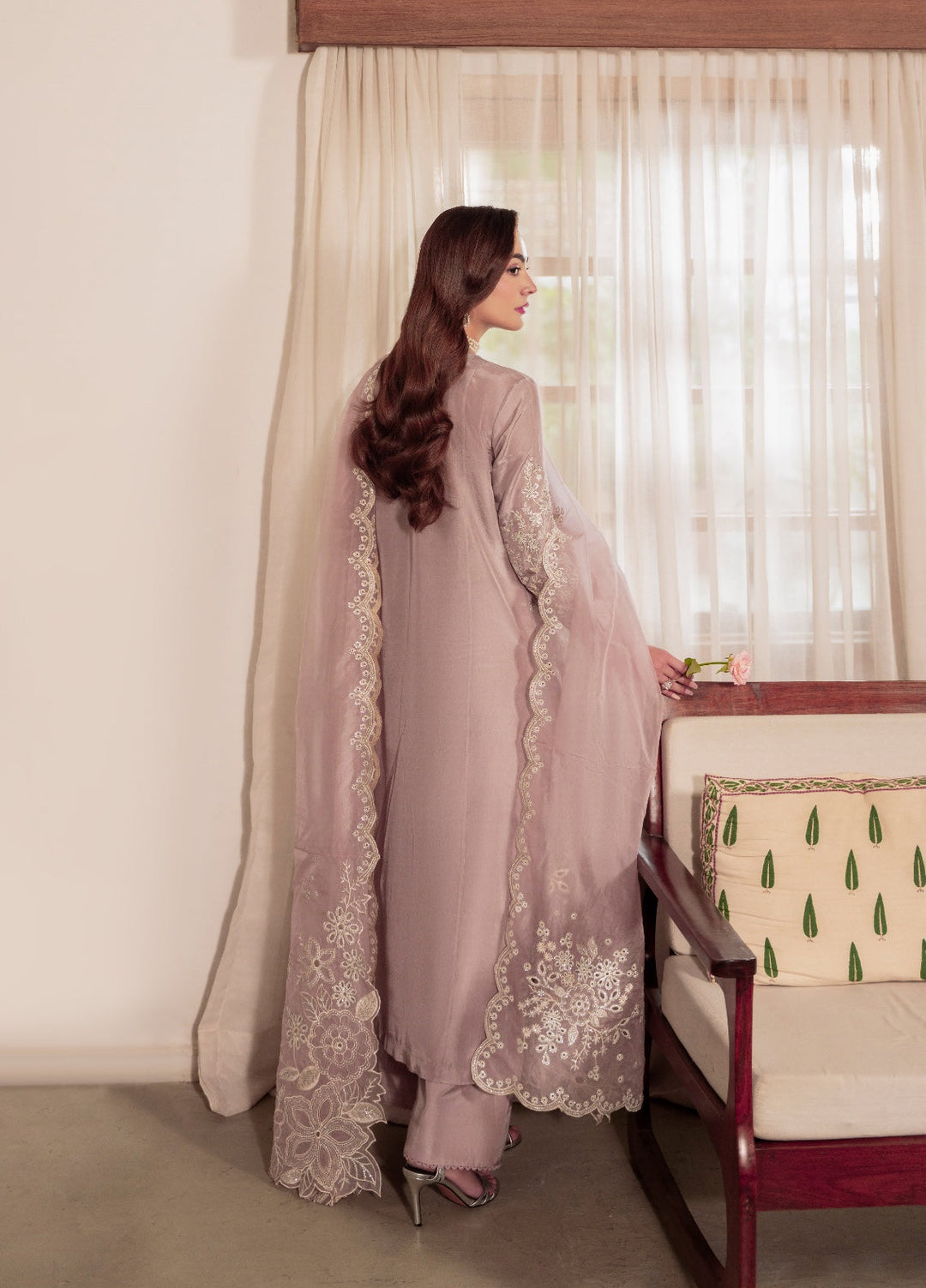 Amelia by Scherezade Women Pret Luxury Ramen Silk 3 Piece Maavi - Festive Collection