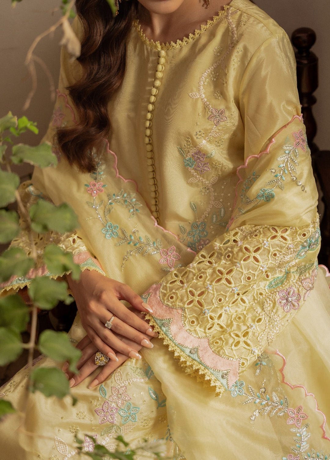 Amelia by Scherezade Women Pret Luxury Ramen Silk 3 Piece Buttercup - Festive Collection