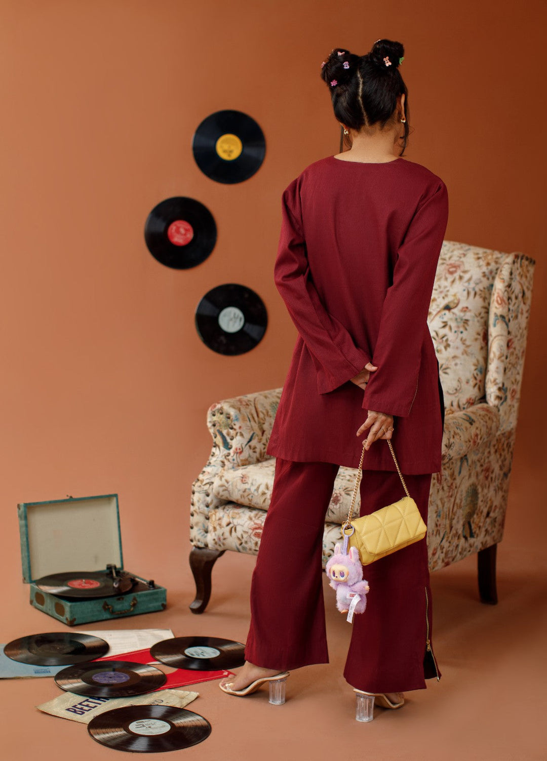 Motion by Ombrella Women Pret 2 Piece Cotton Maroon Melody - Winter Collection