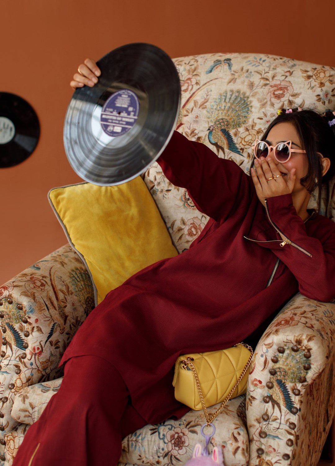 Motion by Ombrella Women Pret 2 Piece Cotton Maroon Melody - Winter Collection