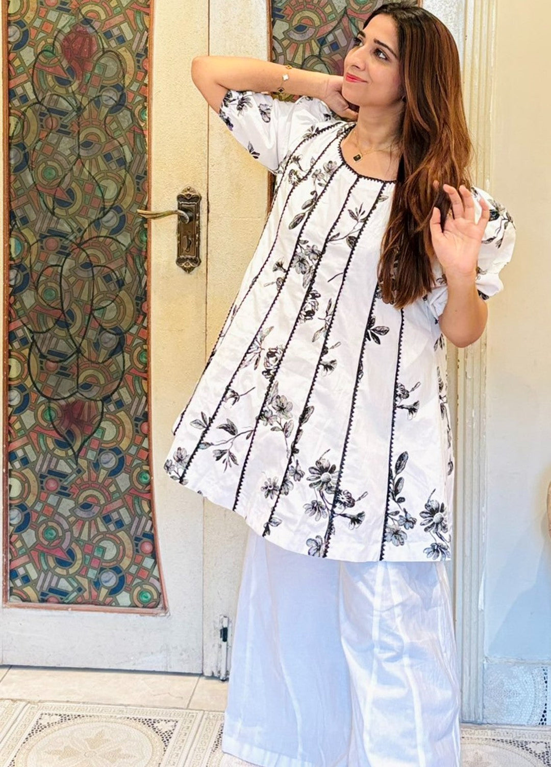 Urban Cut Pret Women Cotton Printed Co-Ord with Dhaka Pants C0198 - Summer Collection