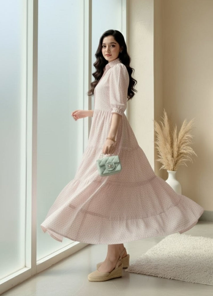 Urban Cut Pret Light Pink Cotton Maxi Dress 1 Piece Casual Wear C0201 - Summer Collection