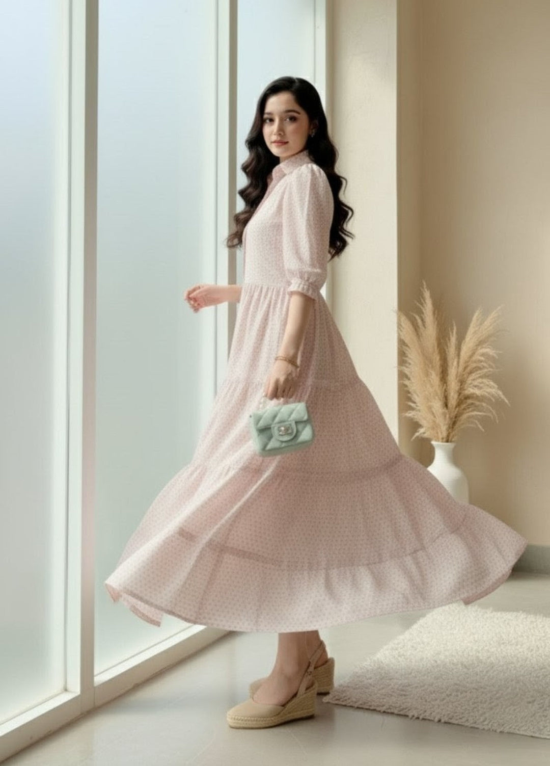 Urban Cut Pret Light Pink Cotton Maxi Dress 1 Piece Casual Wear C0201 - Summer Collection