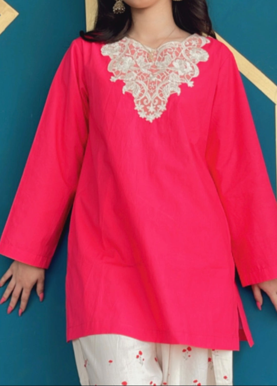 Urban Cut Pret Embroidered Cotton Kurta with Farshi Shalwar 2 Piece Traditional Coord C0203 - Summer Collection