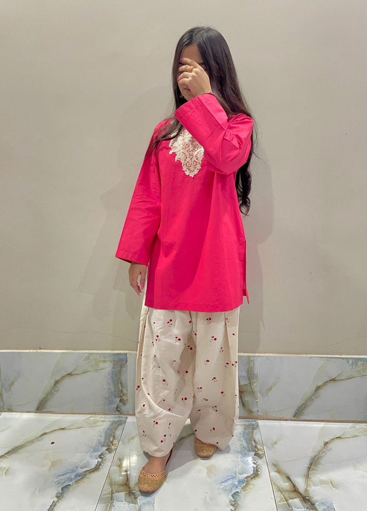 Urban Cut Pret Embroidered Cotton Kurta with Farshi Shalwar 2 Piece Traditional Coord C0203 - Summer Collection