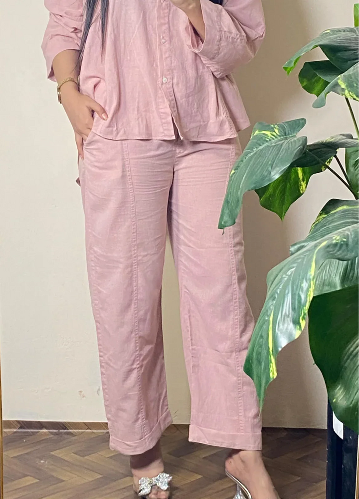 Urban Cut Pret Garment Dyed Cotton 2 Piece Pink Co-Ord C0207 - Summer Collection