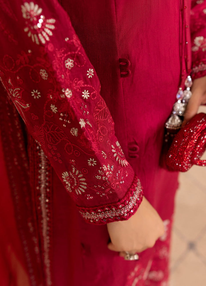 Style Nova By Tessa Pret 3 Piece Embroidered Raw Silk Ruby - Festive Collection