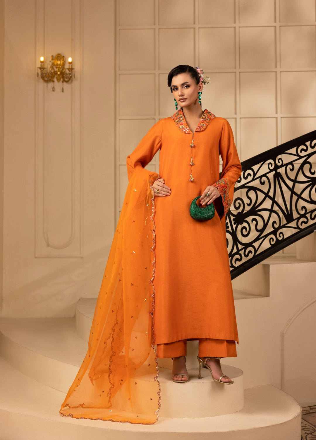Style Nova By Tessa Pret 3 Piece Embroidered Raw Silk Sheryl - Festive Collection