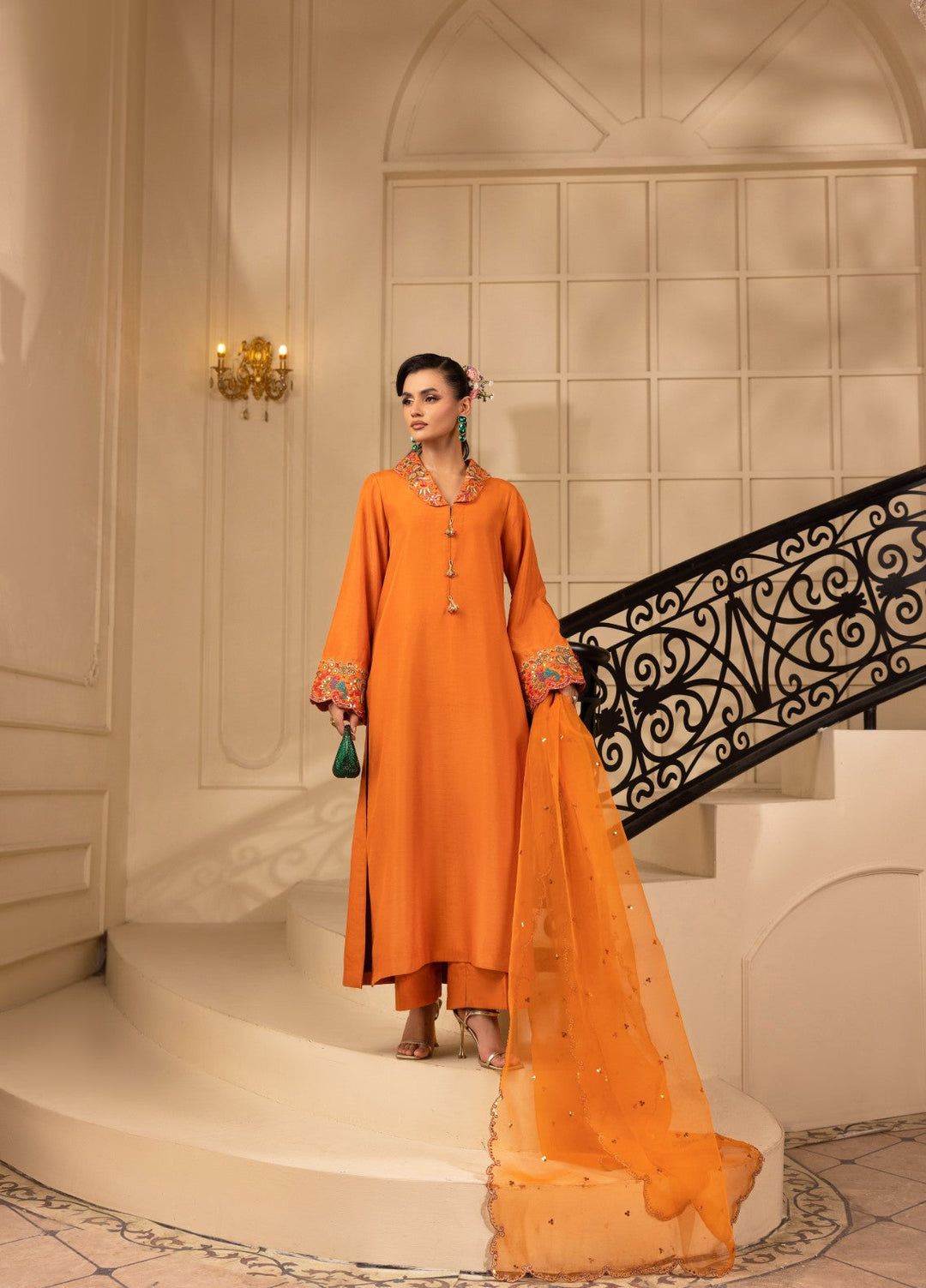 Style Nova By Tessa Pret 3 Piece Embroidered Raw Silk Sheryl - Festive Collection