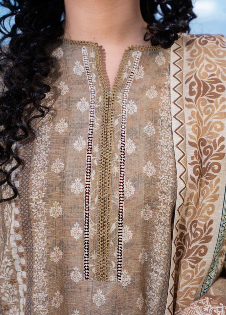 Narmin by Narkins Printed Unstitched Khaddar Suit 3 Piece Fawn - 3127 - Winter Collection