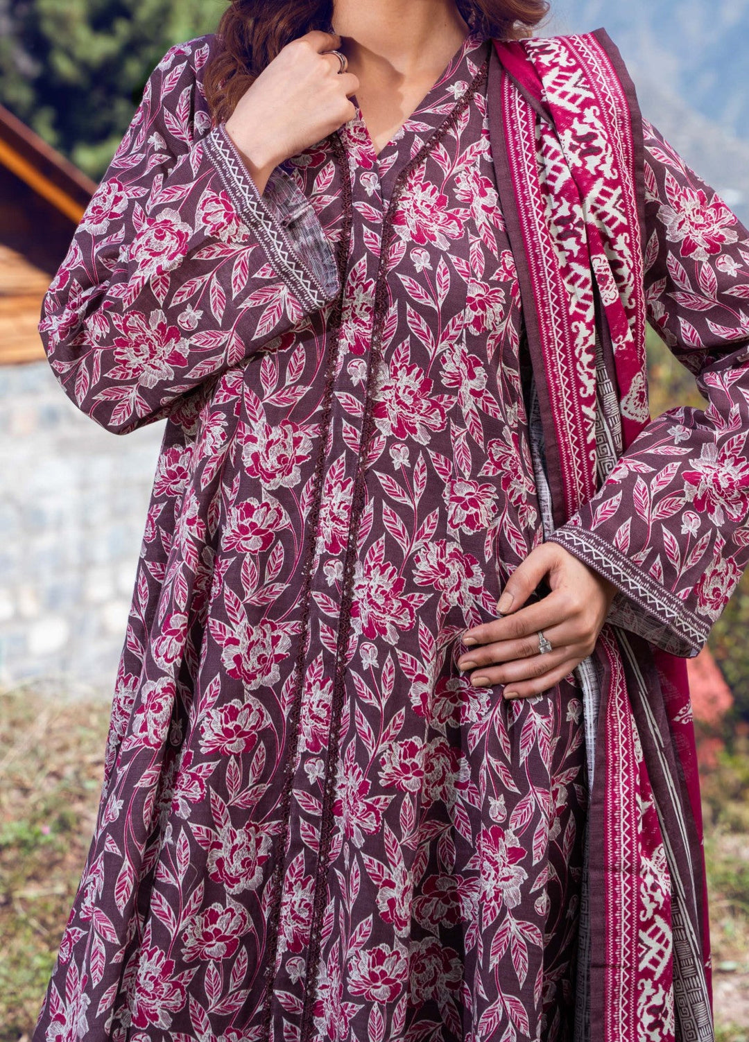 Narmin by Narkins Printed Unstitched Khaddar Suit 3 Piece Orchid - 3133 - Winter Collection