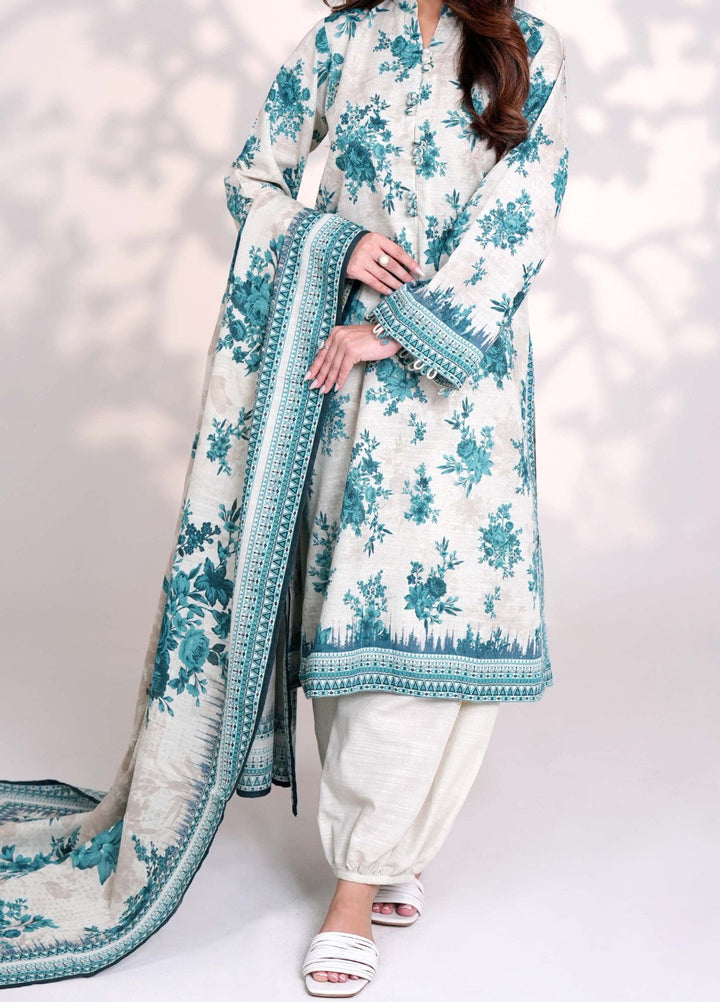 Narmin by Narkins Printed Unstitched Khaddar Suit 3 Piece Cool Water - 3144 - Winter Collection
