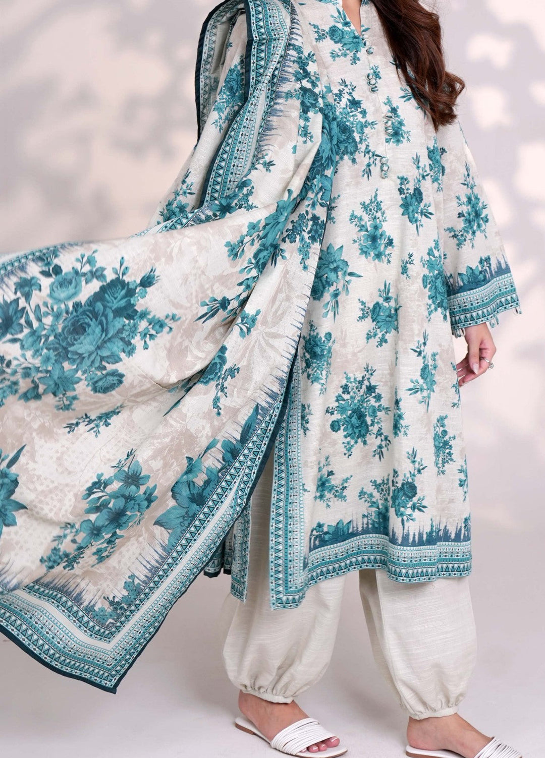 Narmin by Narkins Printed Unstitched Khaddar Suit 3 Piece Cool Water - 3144 - Winter Collection