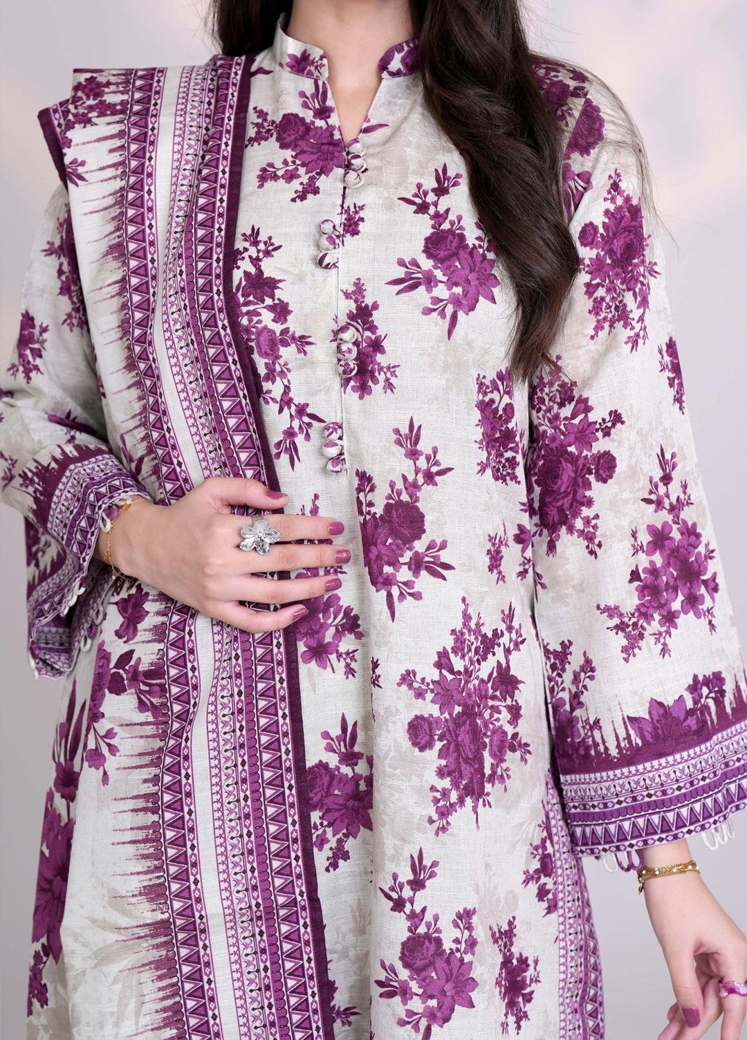 Narmin by Narkins Printed Unstitched Khaddar Suit 3 Piece Iris - 3162 - Winter Collection