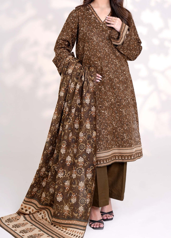 Narmin by Narkins Printed Unstitched Khaddar Suit 3 Piece Raw Umber - 3166 - Winter Collection