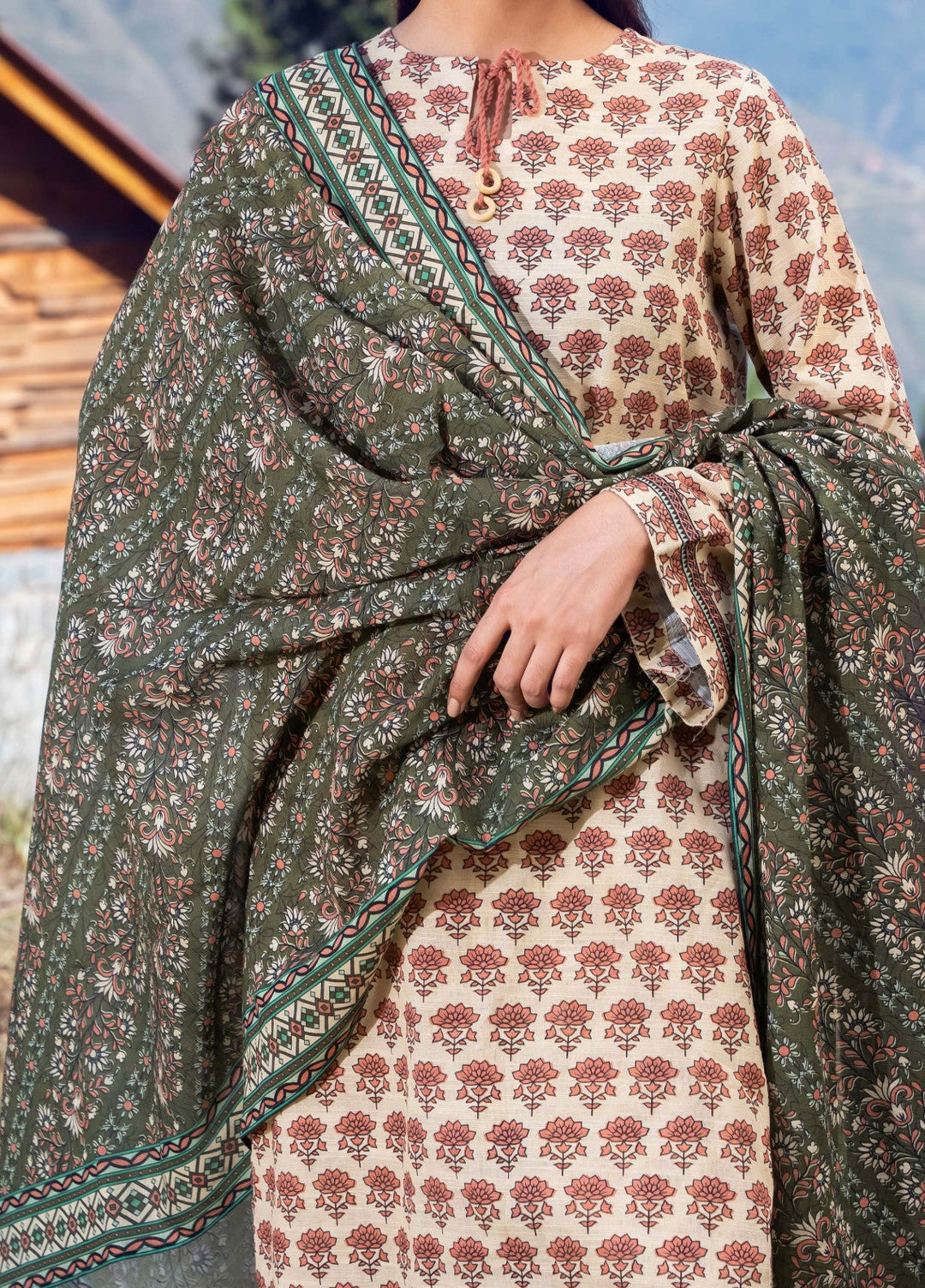 Narmin by Narkins Printed Unstitched Khaddar Suit 3 Piece Ginger - 3169 - Winter Collection