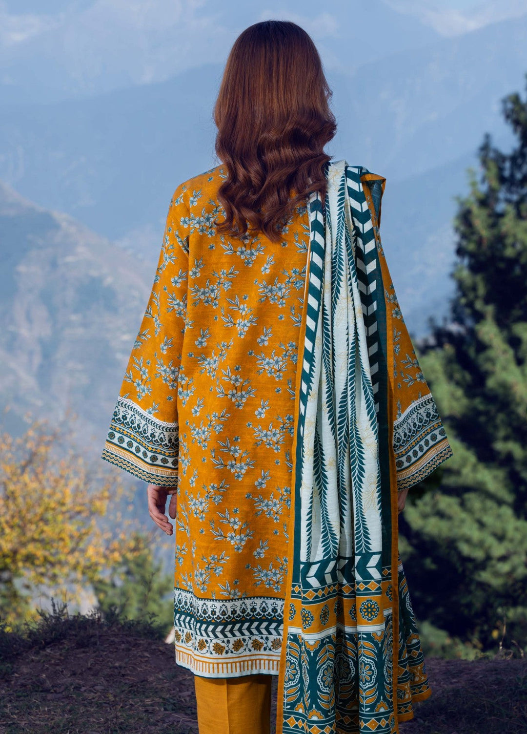 Narmin by Narkins Printed Unstitched Khaddar Suit 3 Piece Sulphur - 3176 - Winter Collection