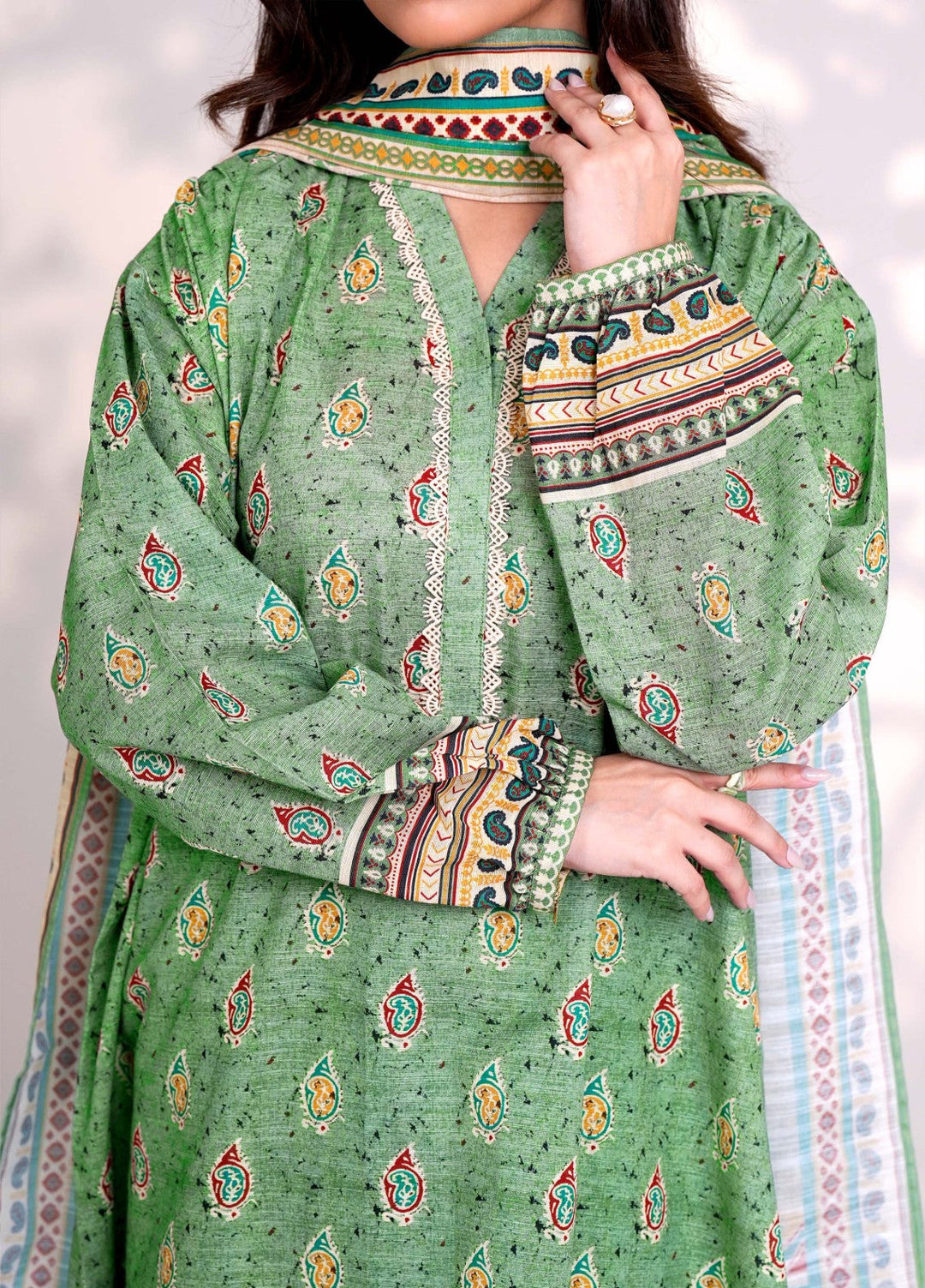 Narmin by Narkins Printed Unstitched Khaddar Suit 3 Piece Guacamole - 3177 - Winter Collection