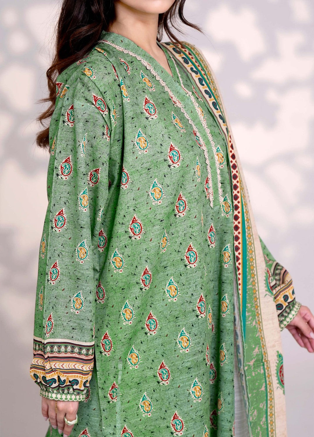 Narmin by Narkins Printed Unstitched Khaddar Suit 3 Piece Guacamole - 3177 - Winter Collection