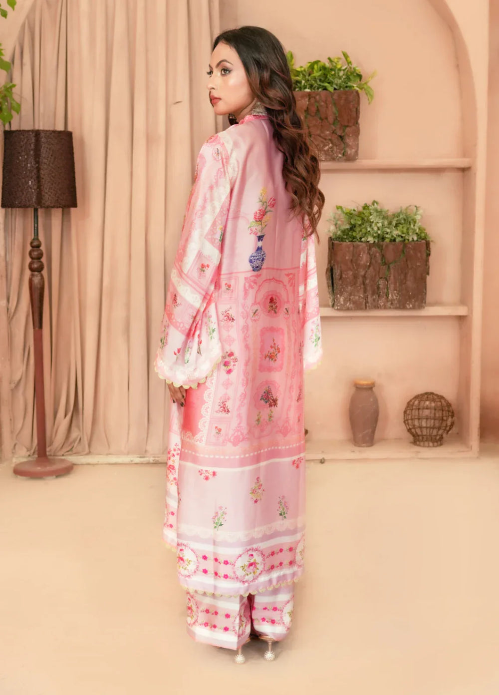 Madiha Gohar Pret Embroidered Malai Silk 2 Piece Suits Blushy Rose - Wedding Collection