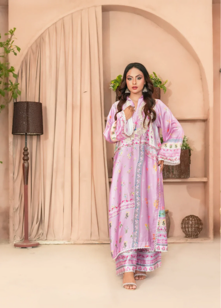 Lilac Grace - Embrioded Malai Silk 2pc suit