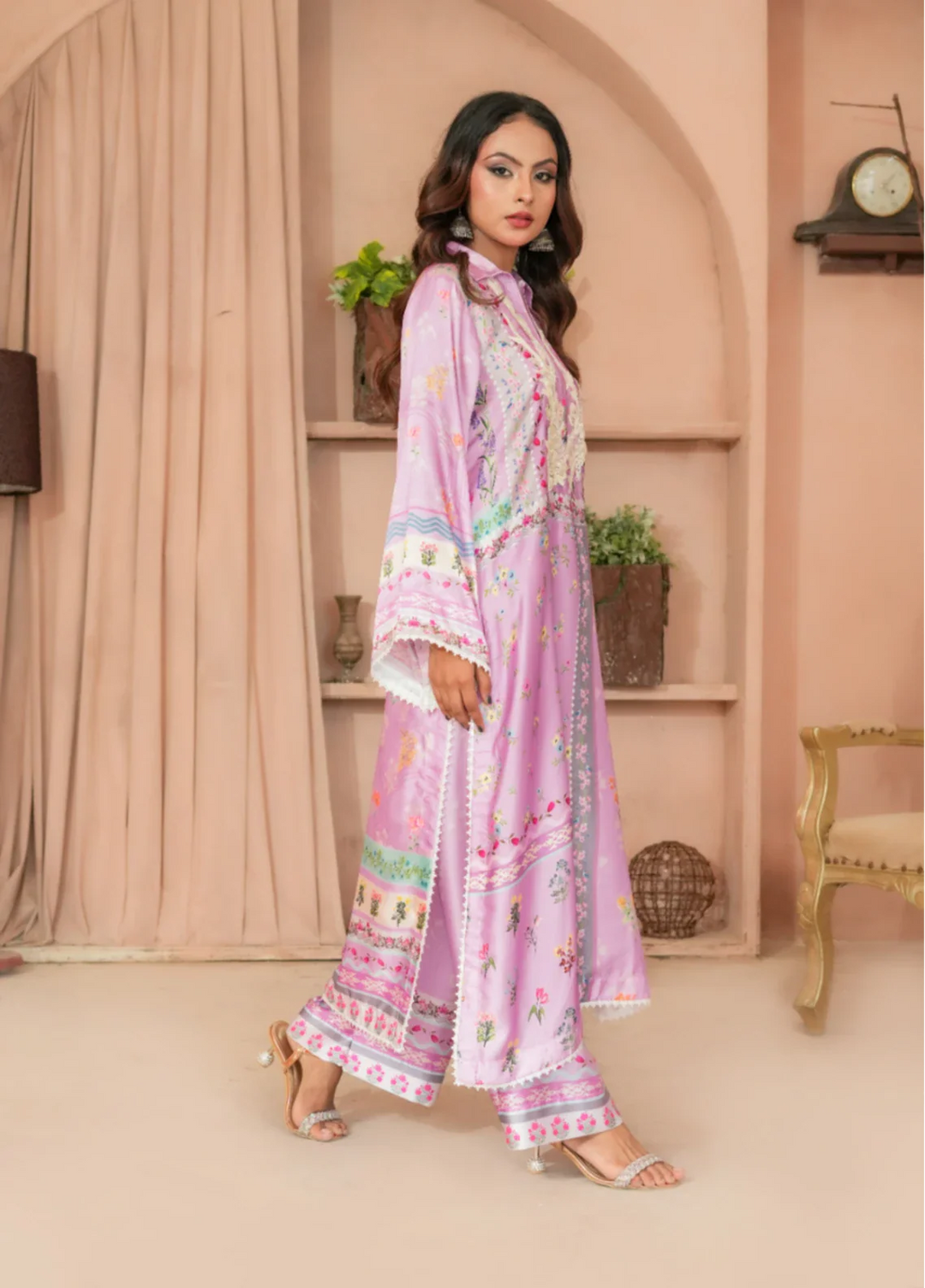 Lilac Grace - Embrioded Malai Silk 2pc suit