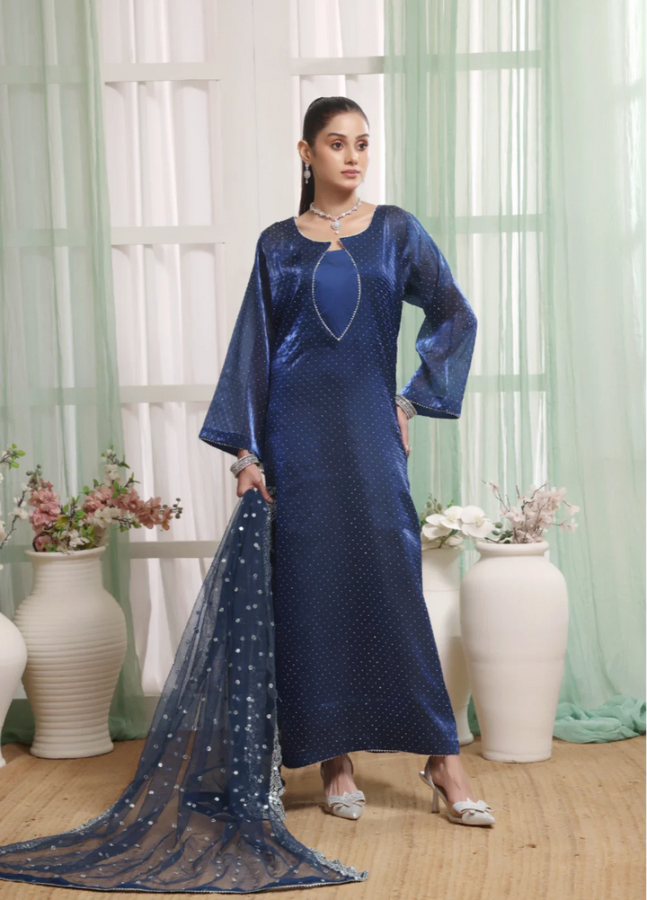 Madiha Gohar Pret Organza Stone work 3 Piece Suits Royal Sapphire - Wedding Collection