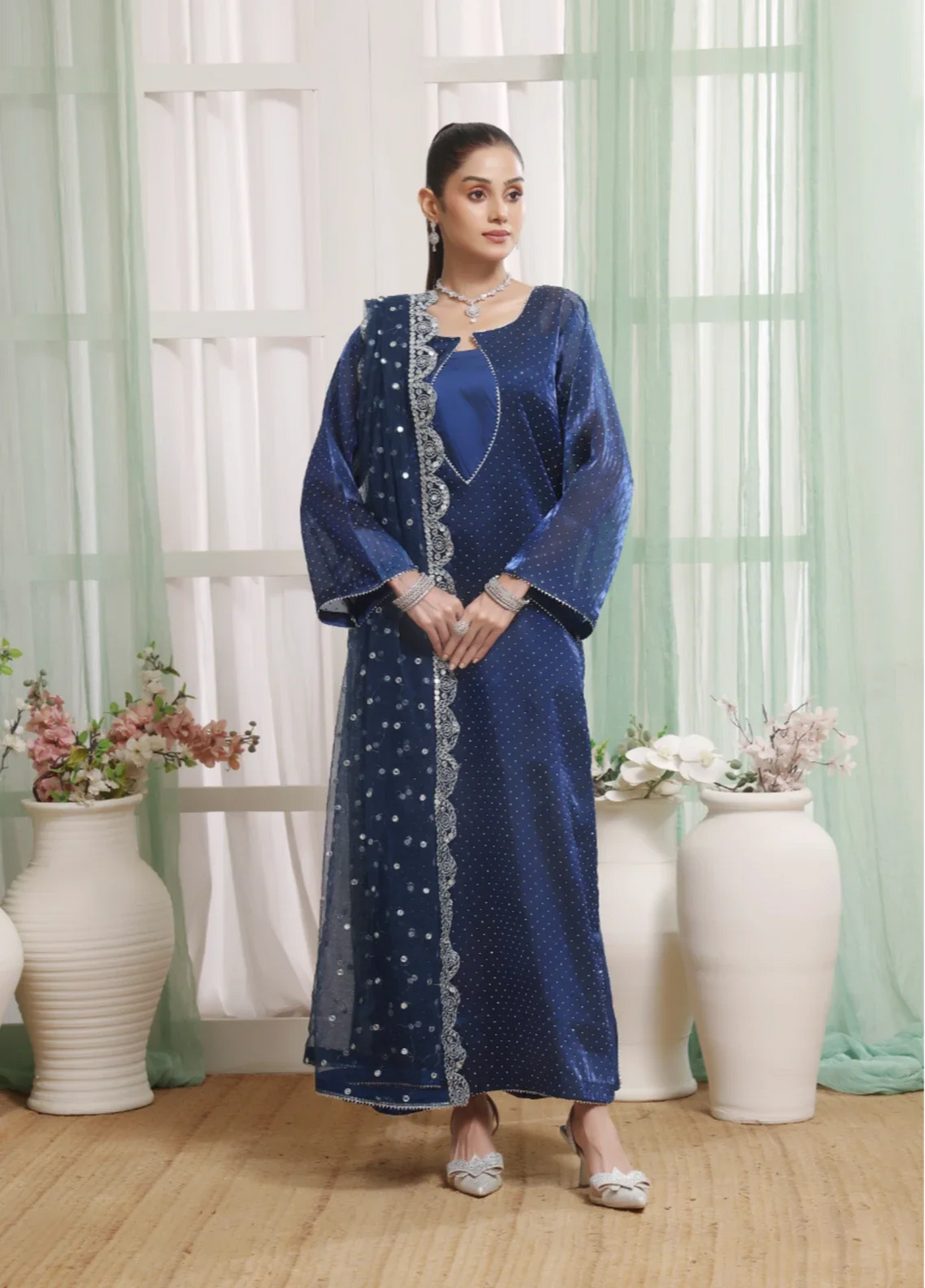 Madiha Gohar Pret Organza Stone work 3 Piece Suits Royal Sapphire - Wedding Collection