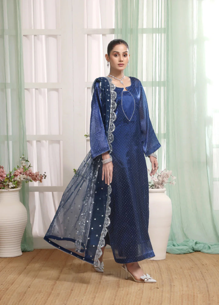 Madiha Gohar Pret Organza Stone work 3 Piece Suits Royal Sapphire - Wedding Collection