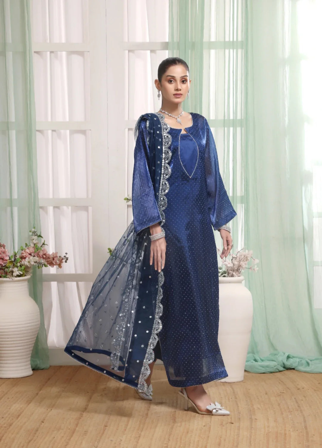 Madiha Gohar Pret Organza Stone work 3 Piece Suits Royal Sapphire - Wedding Collection