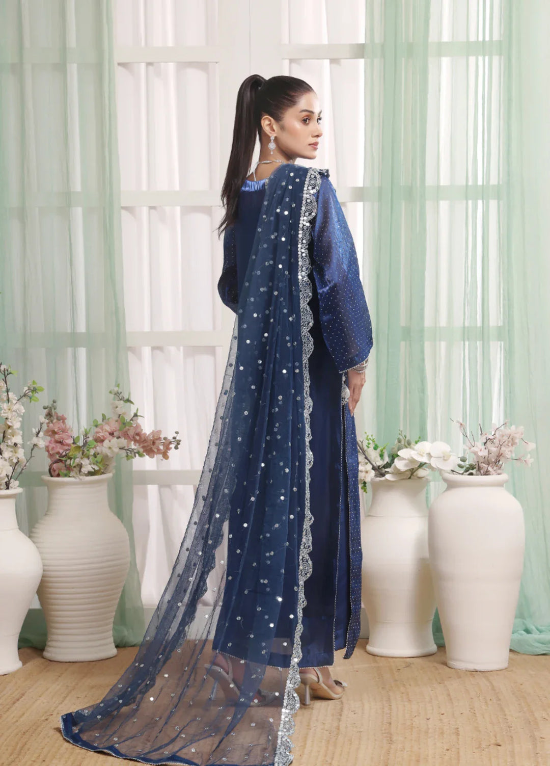 Madiha Gohar Pret Organza Stone work 3 Piece Suits Royal Sapphire - Wedding Collection