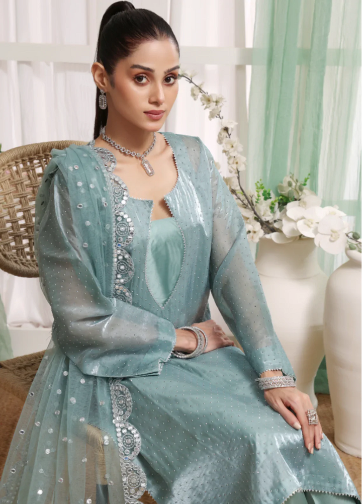 Madiha Gohar Pret Organza Stone work 3 Piece Suits Frosted Azure - Wedding Collection