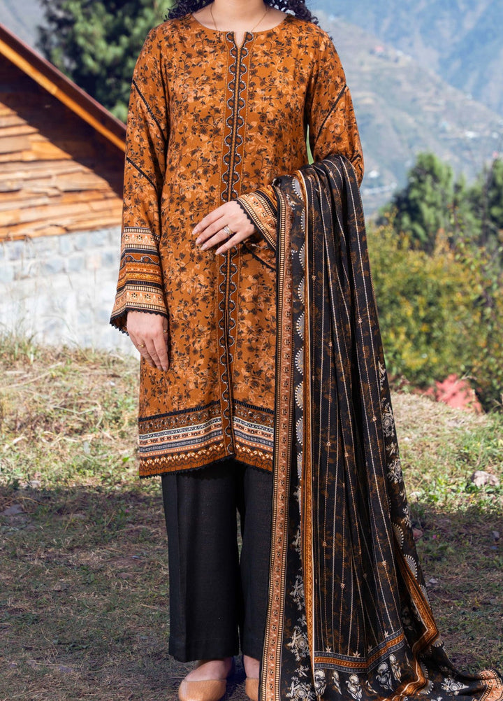 Narmin by Narkins Peach Prints Unstitched 3 Piece NBN25PW Bronze - 3187 - Winter Collection