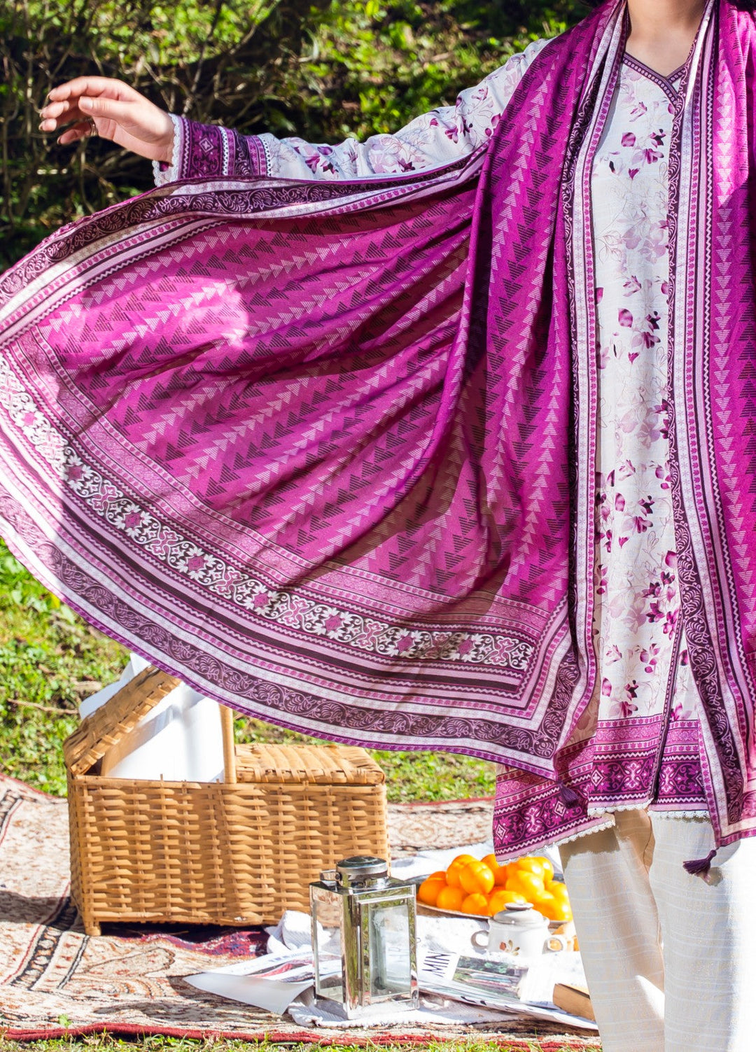 Narmin by Narkins Peach Prints Unstitched 3 Piece NBN25PW Wisteria - 3188 - Winter Collection