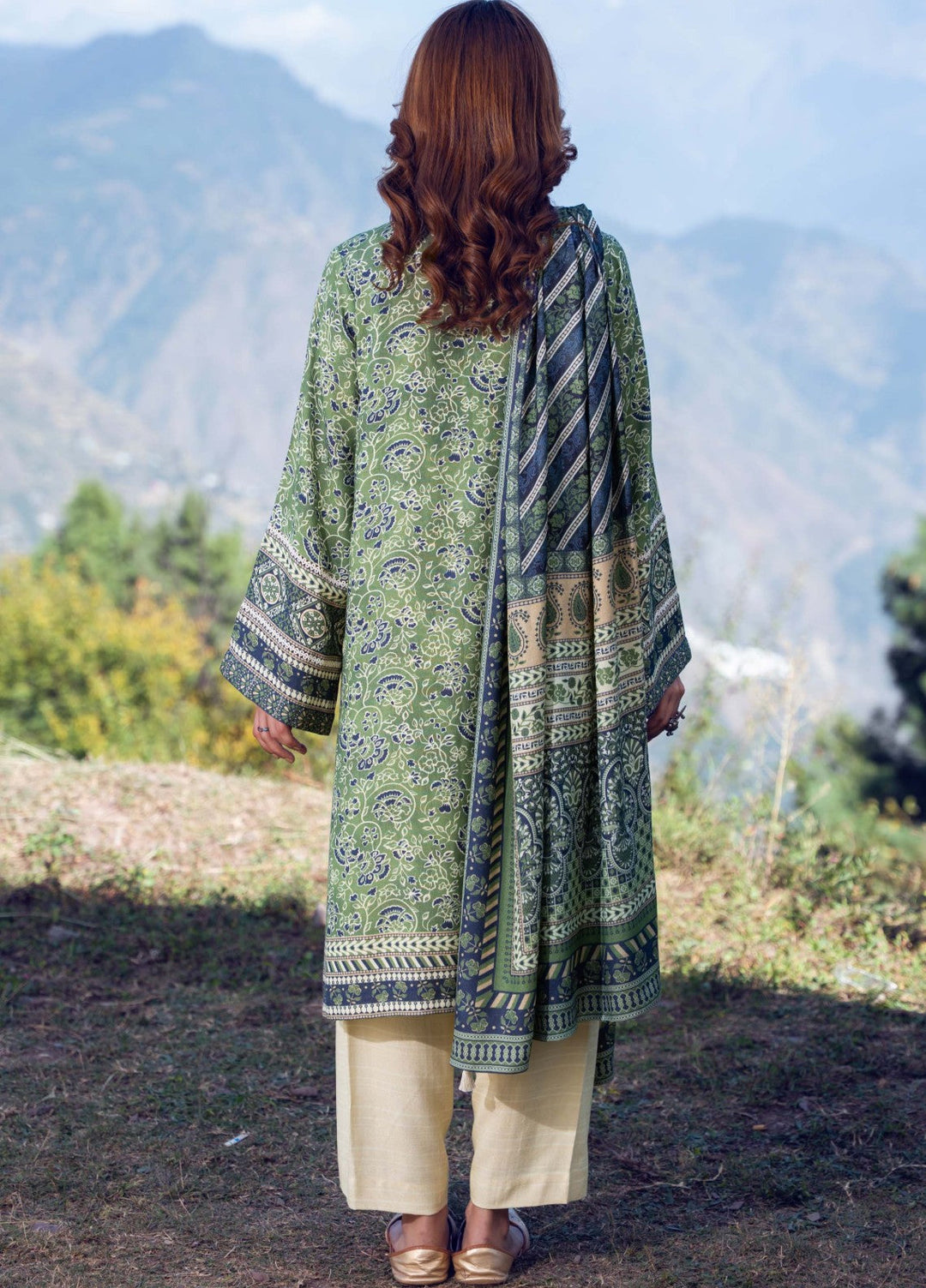 Narmin by Narkins Peach Prints Unstitched 3 Piece NBN25PW Sage - 3185 - Winter Collection