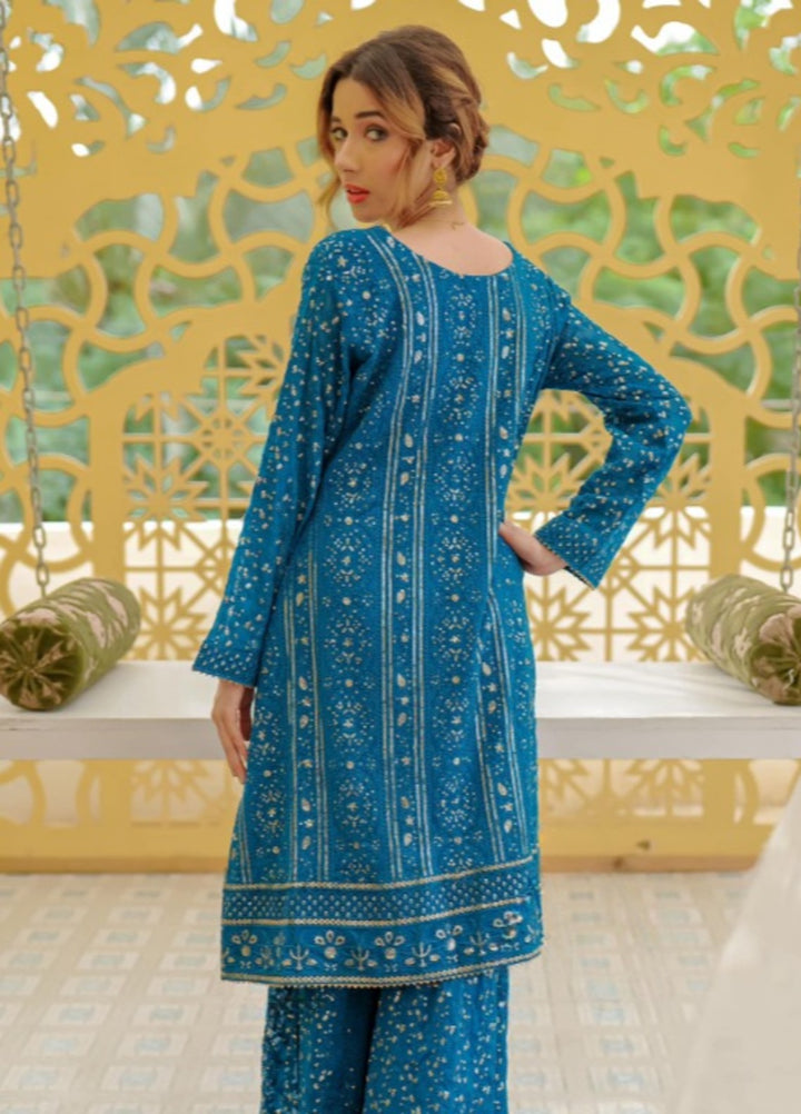Shadiyan by Al Siyaab Pret 3 Piece Embroidered Chiffon Janaan Blue - Festive Collection
