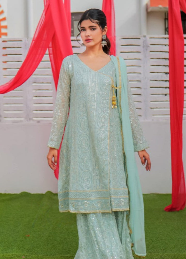 Shadiyan by Al Siyaab Pret 3 Piece Embroidered Chiffon Janaan Mint Green - Festive Collection