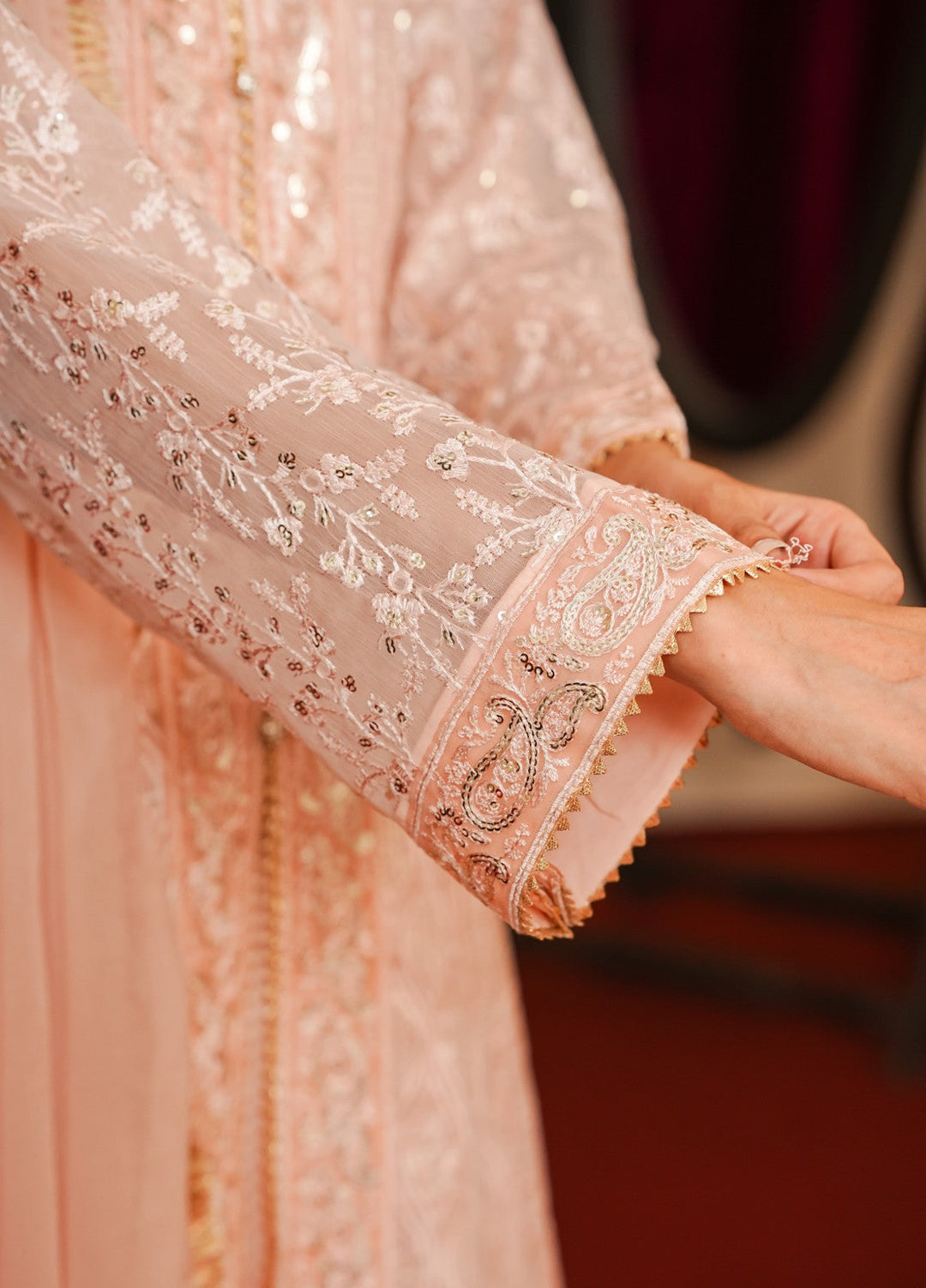 Shadiyan by Al Siyaab Pret 3 Piece Embroidered Chiffon Sana Peach - Festive Collection