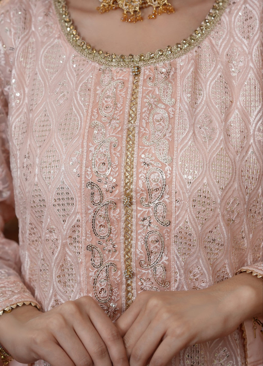 Shadiyan by Al Siyaab Pret 3 Piece Embroidered Chiffon Sana Peach - Festive Collection
