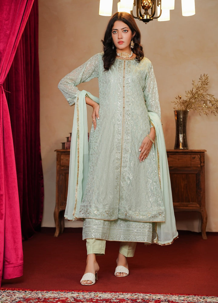 Shadiyan by Al Siyaab Pret 3 Piece Embroidered Chiffon Sana Mint Green - Festive Collection