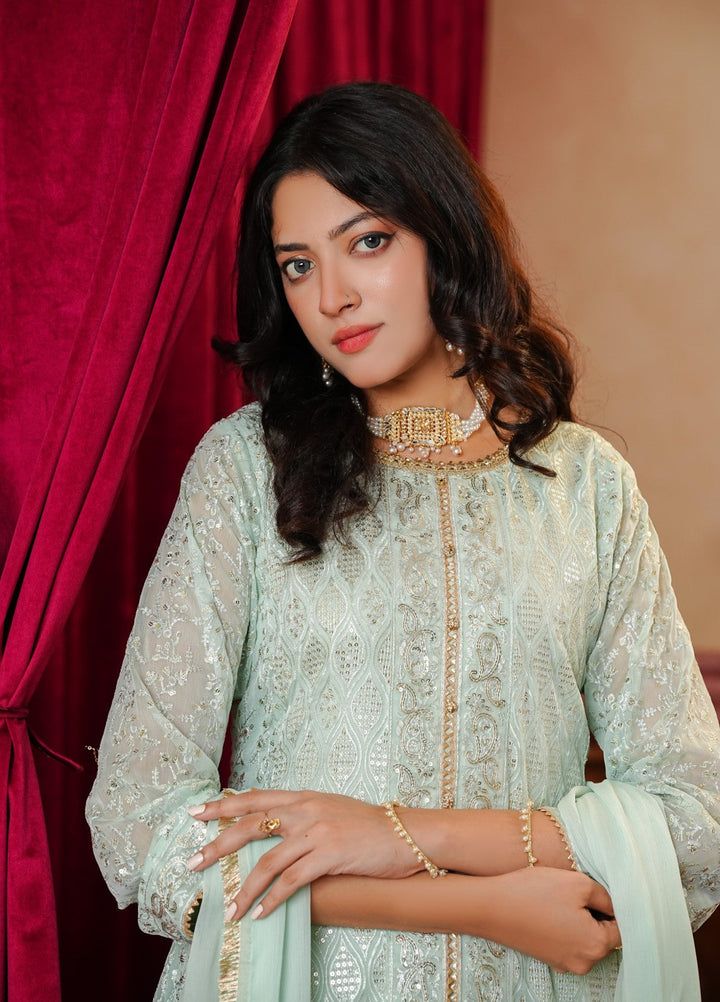 Shadiyan by Al Siyaab Pret 3 Piece Embroidered Chiffon Sana Mint Green - Festive Collection