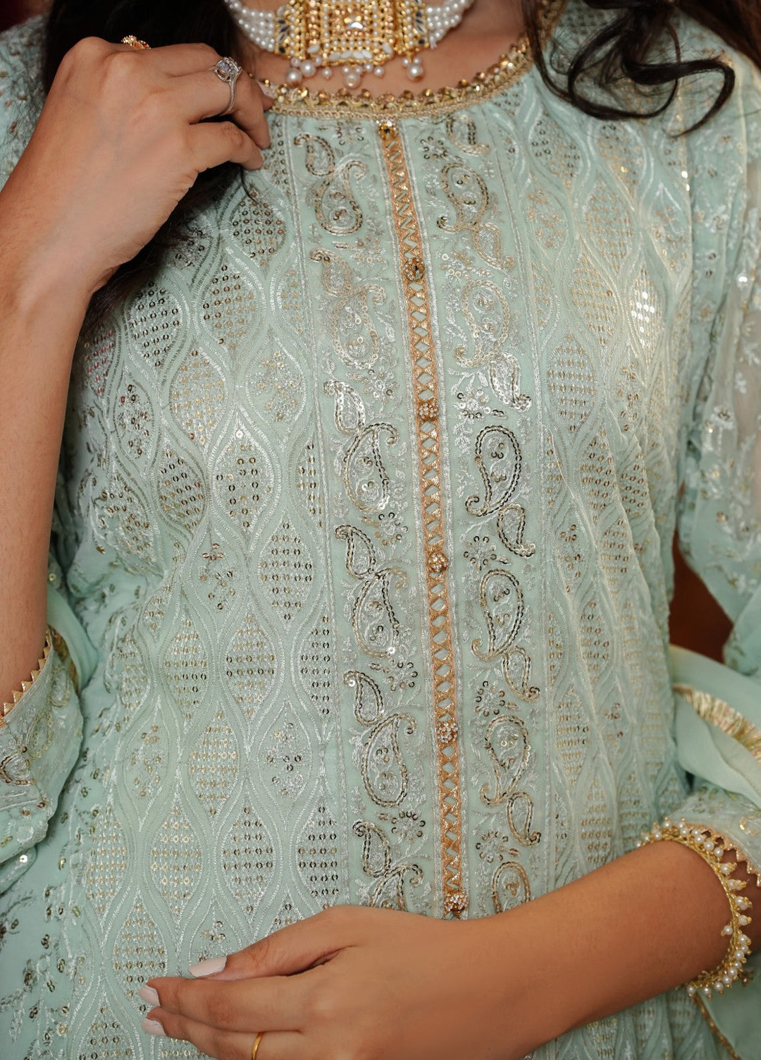 Shadiyan by Al Siyaab Pret 3 Piece Embroidered Chiffon Sana Mint Green - Festive Collection