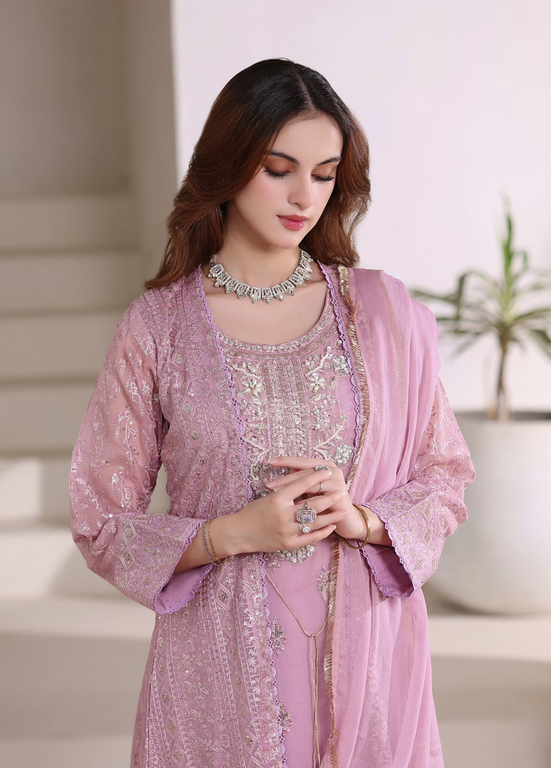 Shadiyan by Al Siyaab Pret 4 Piece Embroidered Chiffon Sahiba Lilac - Festive Collection