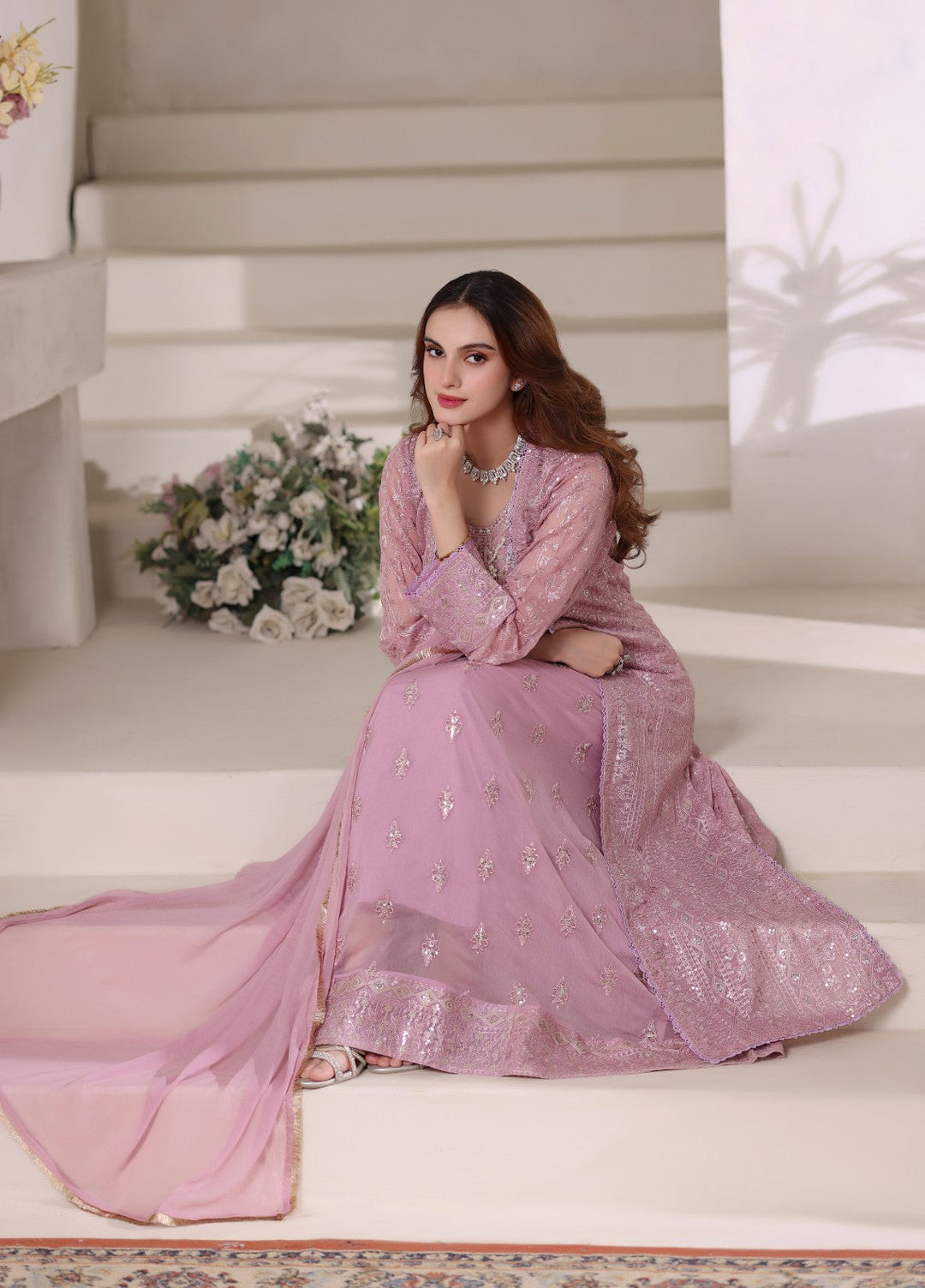 Shadiyan by Al Siyaab Pret 4 Piece Embroidered Chiffon Sahiba Lilac - Festive Collection