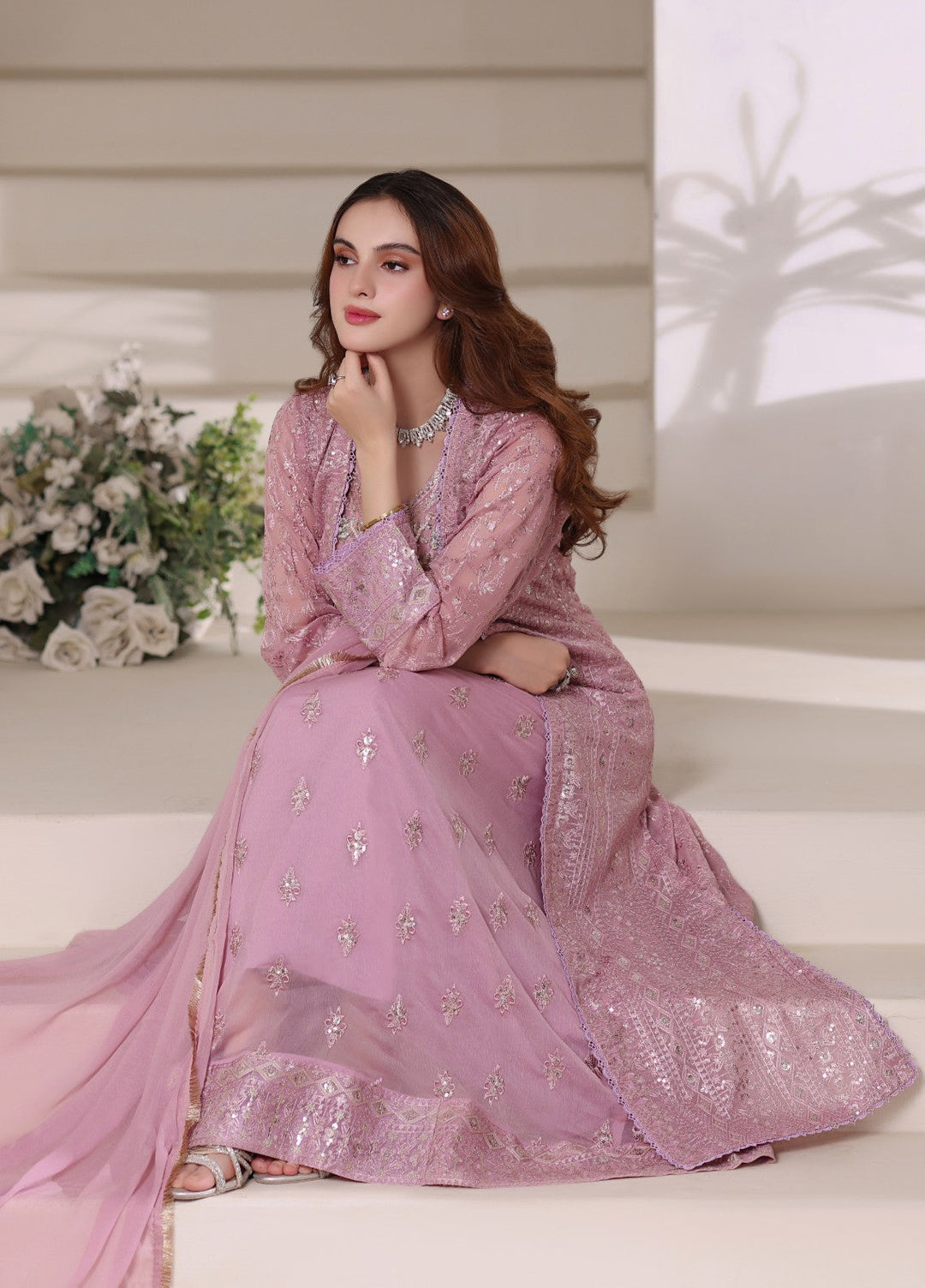 Shadiyan by Al Siyaab Pret 4 Piece Embroidered Chiffon Sahiba Lilac - Festive Collection