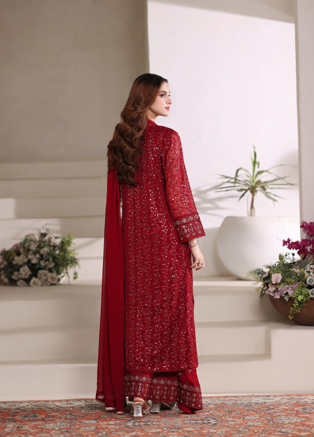 Shadiyan by Al Siyaab Pret 4 Piece Embroidered Chiffon Sahiba Maroon - Festive Collection