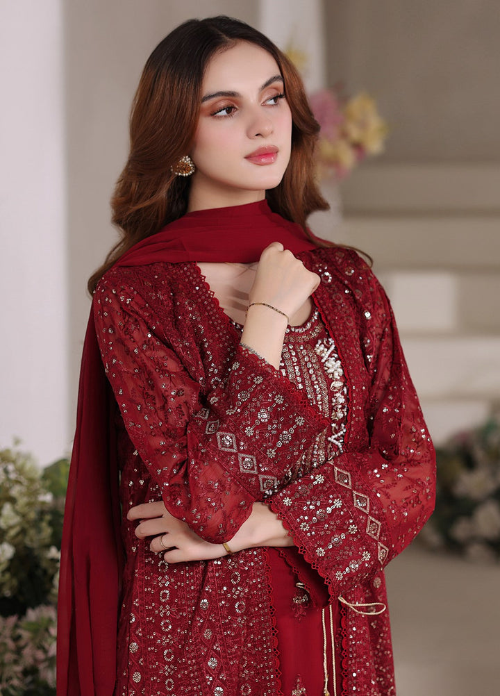 Shadiyan by Al Siyaab Pret 4 Piece Embroidered Chiffon Sahiba Maroon - Festive Collection