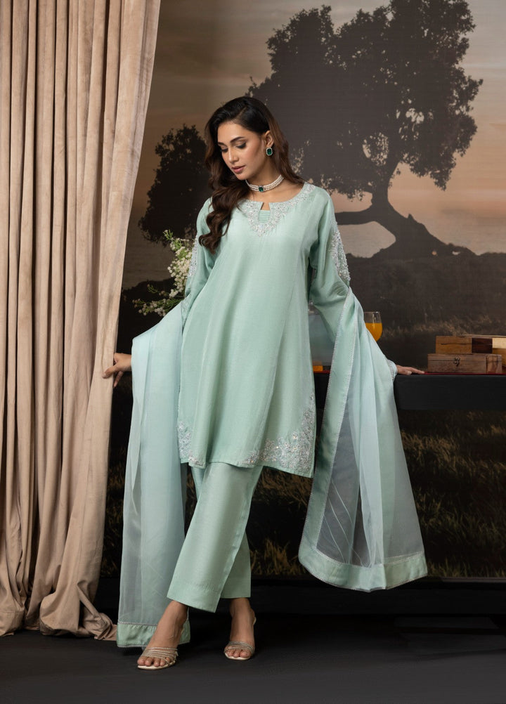 Euphoria by Cyanic Women Pret Embroidered Raw Silk 3 Piece Bloom - Festive Collection